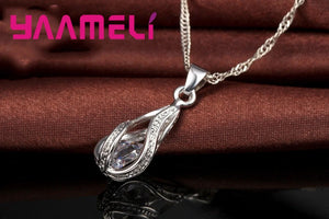 Set Bijoux en Argent 925 : Collier et Boucles d'Oreilles Pendantes