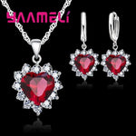 Charger l&#39;image dans la galerie, Set de Bijoux Tendance en Argent Sterling 925 pour Femmes - Cœur en CZ, Pendentifs, Collier et Boucles d&#39;Oreilles
