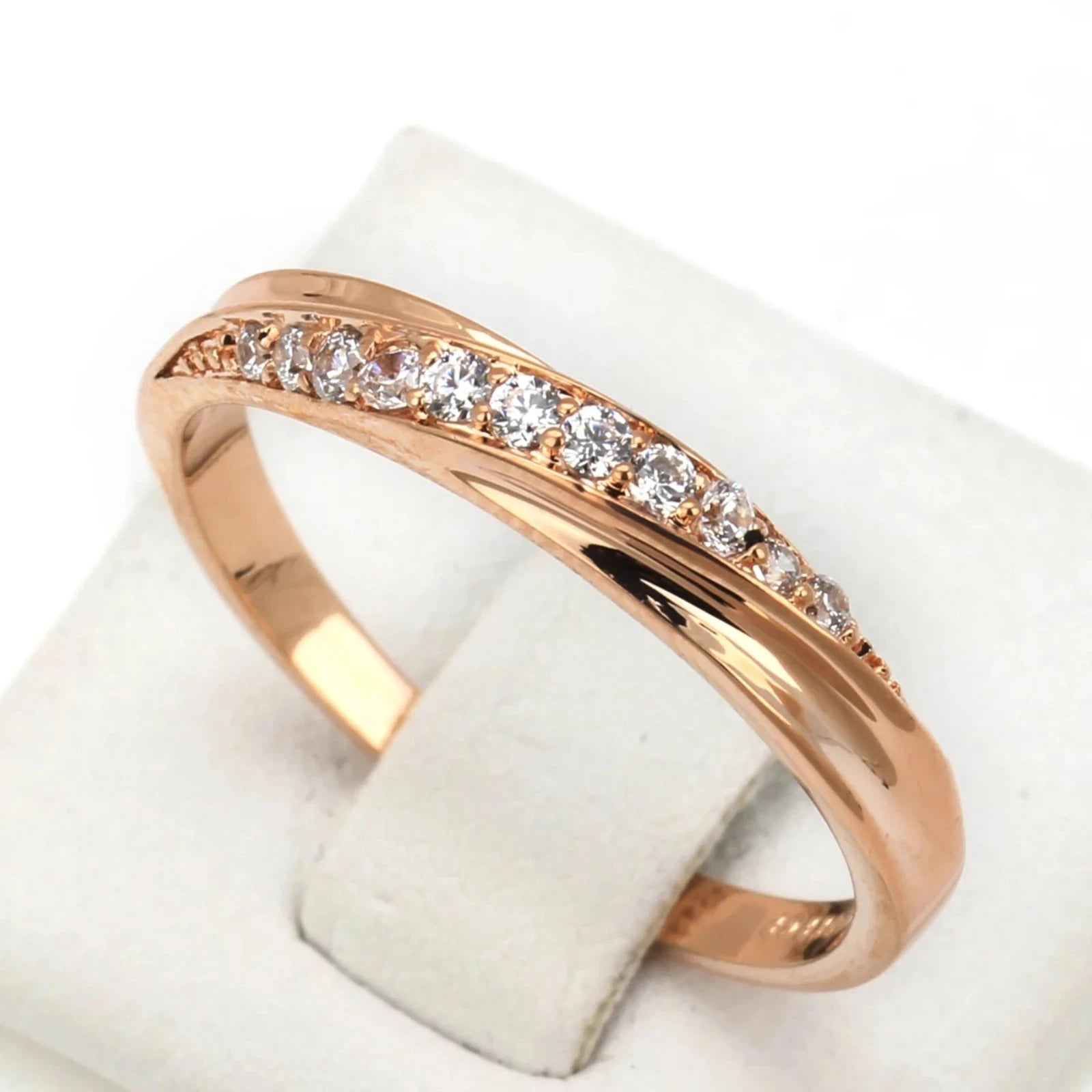 Bague de Mariage pour Femmes - Zircon Cubique, Couleur Or Rose