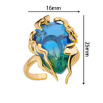 Charger l&#39;image dans la galerie, Bague Ajustable Femme en Acier Inoxydable avec Zircon Goutte
