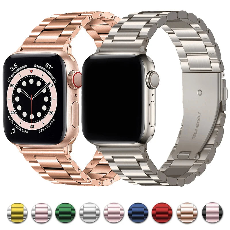 Bracelet en Acier Inoxydable pour Apple Watch Ultra 2 - Compatible avec les Tailles 49mm, 40mm, 44mm, 42mm, 41mm, 45mm, pour les Séries 9, 8, 7, SE, 6, 5, 4